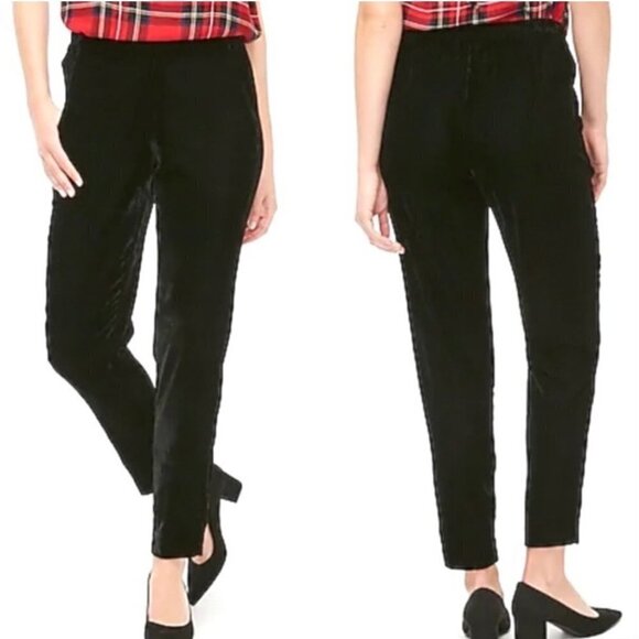 J.CREW Drapey Velvet Jamie Pant Black Size 0 Pockets Pull On Winter trousers - Picture 1 of 10